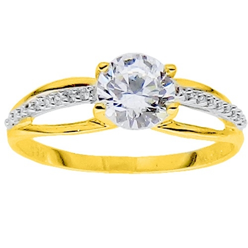 Χρυσό δαχτυλίδι μονόπετρο Κ14 με ζιργκόν