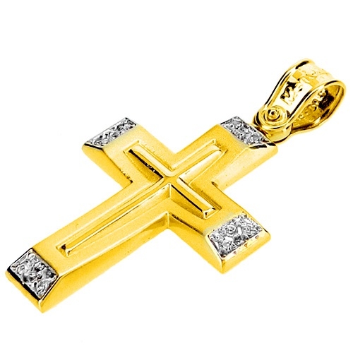 Χρυσός σταυρός Κ14 με αλυσίδα