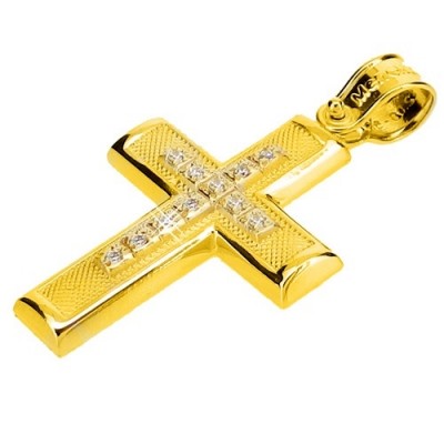 Χρυσός σταυρός Κ14 με αλυσίδα