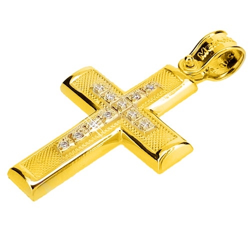 Χρυσός σταυρός Κ14 με αλυσίδα