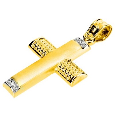 Χρυσός σταυρός Κ14 με αλυσίδα