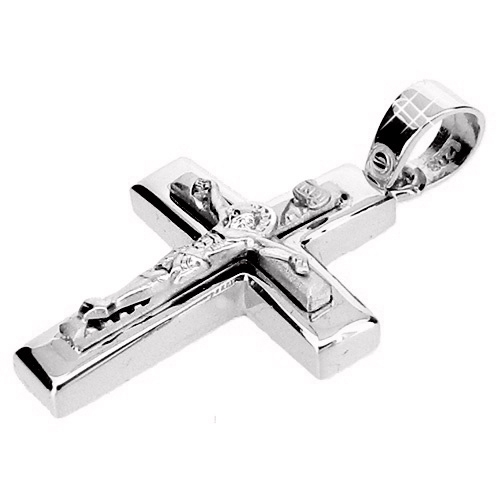 Λευκόχρυσος  βαπτιστικός σταυρός Κ14 με αλυσίδα