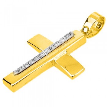 Χρυσός σταυρός Κ14 με αλυσίδα