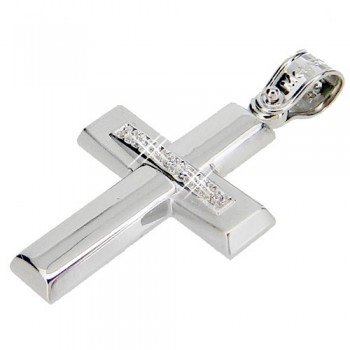 Λευκόχρυσος  σταυρός Κ14 με αλυσίδα