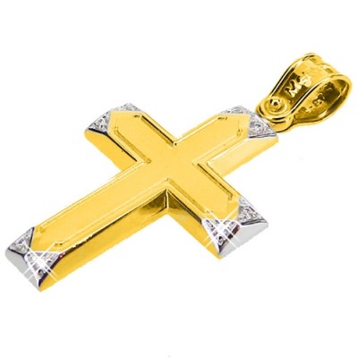 Χρυσός βαπτιστικός σταυρός Κ14 με αλυσίδα