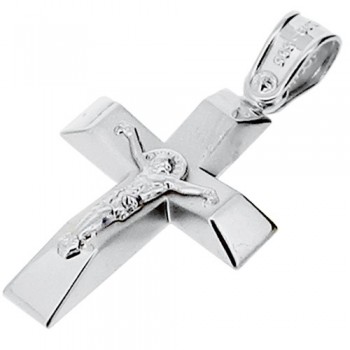 Λευκόχρυσος  βαπτιστικός σταυρός Κ14 με αλυσίδα