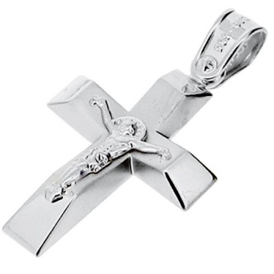 Λευκόχρυσος  βαπτιστικός σταυρός Κ14 με αλυσίδα