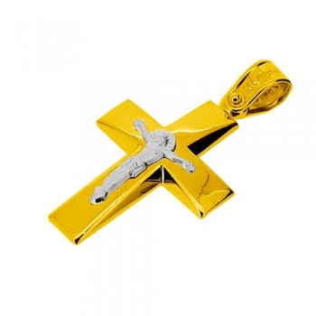 Χρυσός βαπτιστικός σταυρός Κ14 με αλυσίδα