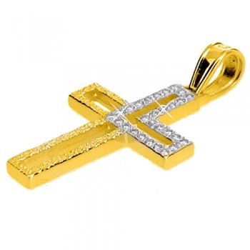 Χρυσός σταυρός Κ14 με αλυσίδα