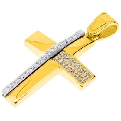 Χρυσός βαπτιστικός σταυρός Κ14 με αλυσίδα