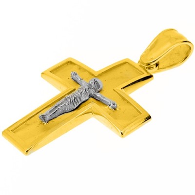 Χρυσός βαπτιστικός σταυρός Κ9 με αλυσίδα