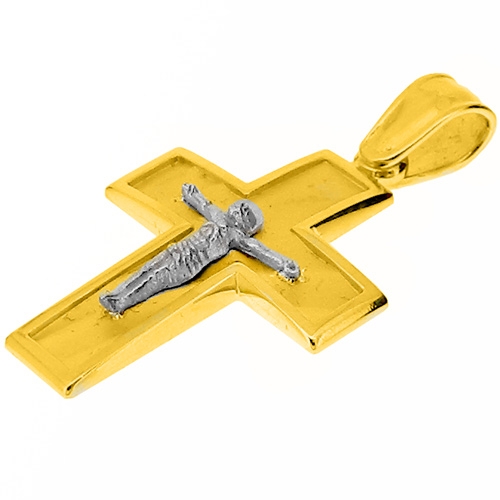 Χρυσός βαπτιστικός σταυρός Κ9 με αλυσίδα
