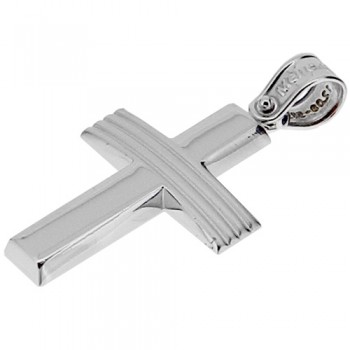 Λευκόχρυσος βαπτιστικός σταυρός Κ14 με αλυσίδα