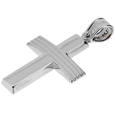 Λευκόχρυσος βαπτιστικός σταυρός Κ14 με αλυσίδα