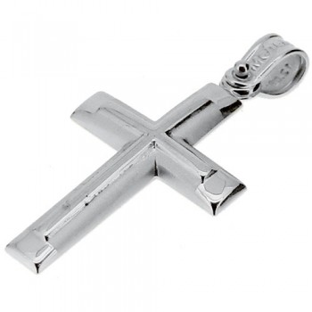 Λευκόχρυσος βαπτιστικός σταυρός Κ14 με αλυσίδα