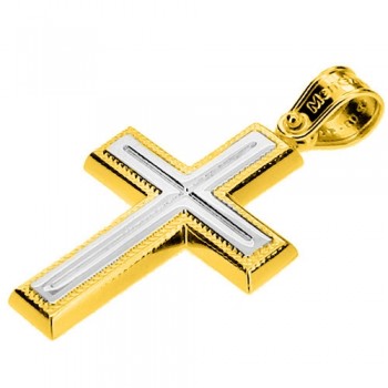 Χρυσός βαπτιστικός σταυρός Κ14 με ζιργκόν