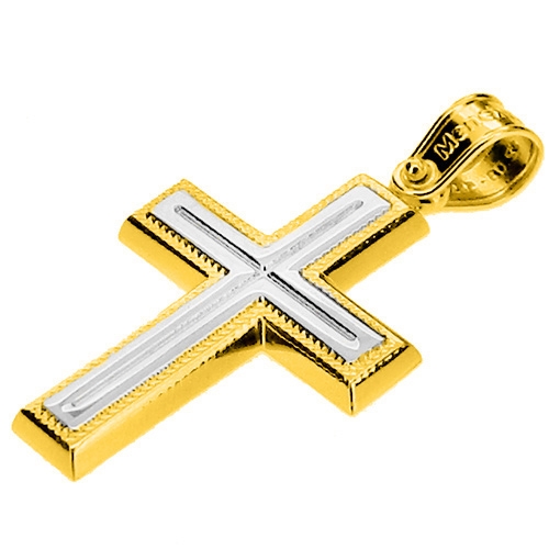 Χρυσός βαπτιστικός σταυρός Κ14 με ζιργκόν
