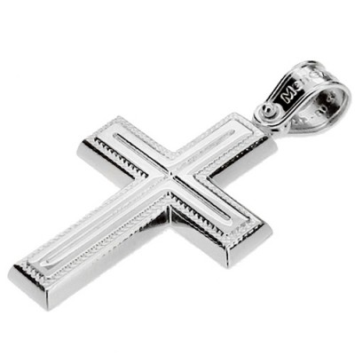 Λευκόχρυσος  βαπτιστικός σταυρός Κ14 με αλυσίδα