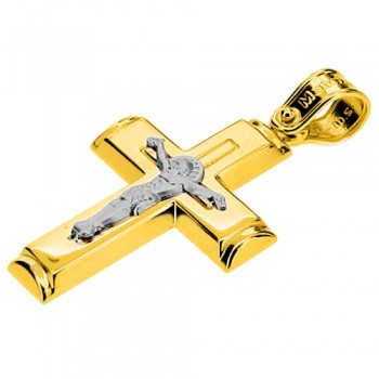 Χρυσός βαπτιστικός σταυρός Κ14 με αλυσίδα