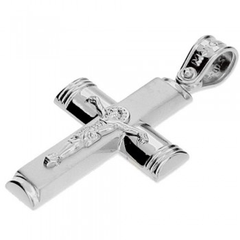 Λευκόχρυσος  βαπτιστικός σταυρός Κ14 με αλυσίδα