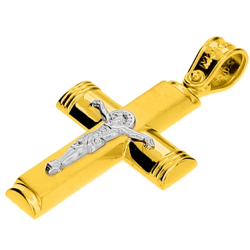 Χρυσός βαπτιστικός σταυρός Κ14 με αλυσίδα