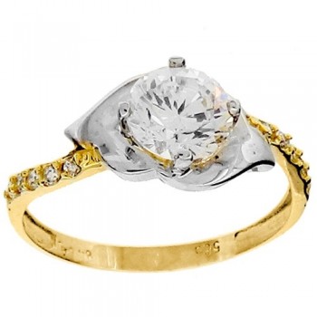 Χρυσό δαχτυλίδι μονόπετρο Κ14