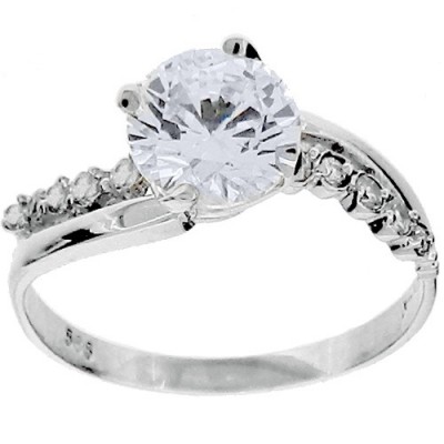 Λευκόχρυσο δαχτυλίδι μονόπετρο Κ14