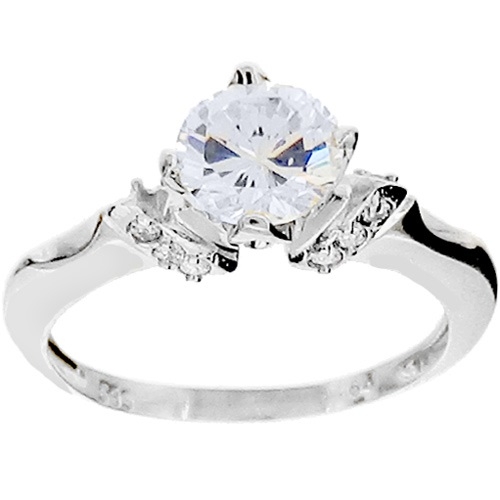 Λευκόχρυσο δαχτυλίδι μονόπετρο Κ14