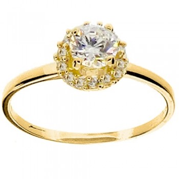 Χρυσό δαχτυλίδι μονόπετρο Κ14 με ζιργκόν