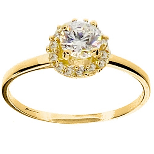 Χρυσό δαχτυλίδι μονόπετρο Κ14 με ζιργκόν