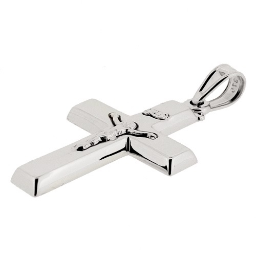 Λευκόχρυσος σταυρός Κ9 με αλυσίδα