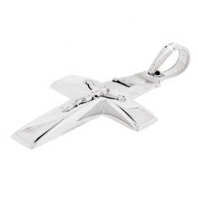 Λευκόχρυσος σταυρός Κ9 με αλυσίδα