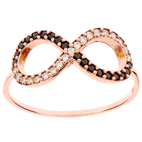 Ροζ χρυσό δαχτυλίδι άπειρο Κ14 με ζιργκόν