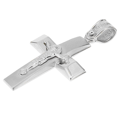 Λευκόχρυσος βαπτιστικός σταυρός Κ14 με αλυσίδα