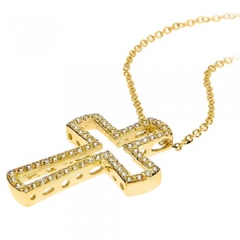 Χρυσός  σταυρός Κ14 με αλυσίδα