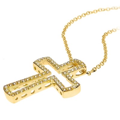 Χρυσός  σταυρός Κ14 με αλυσίδα