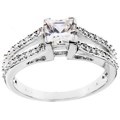 Λευκόχρυσο δαχτυλίδι μονόπετρο Κ14