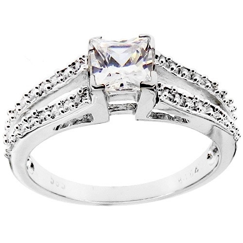 Λευκόχρυσο δαχτυλίδι μονόπετρο Κ14