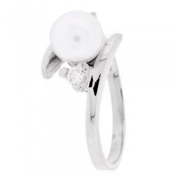 Λευκόχρυσο δαχτυλίδι με μαργαριτάρι Κ14