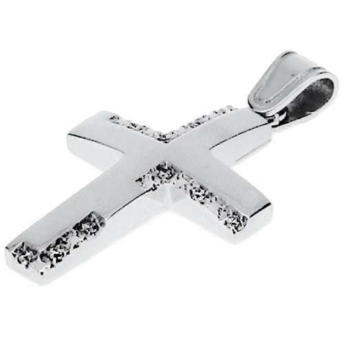 Λευκόχρυσος βαπτιστικός σταυρός Κ14 με την αλυσίδα του