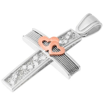 Λευκόχρυσος σταυρός Κ14 με αλυσίδα