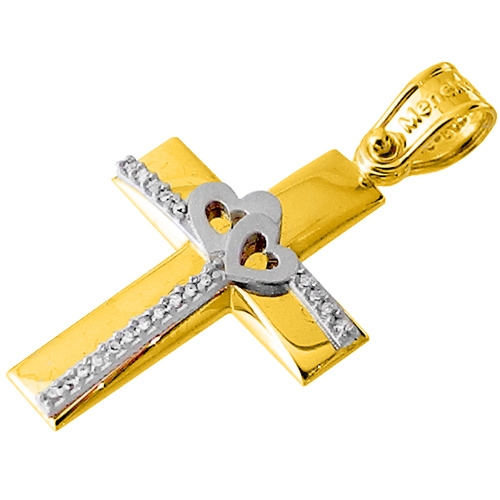 Χρυσός σταυρός Κ14 με αλυσίδα