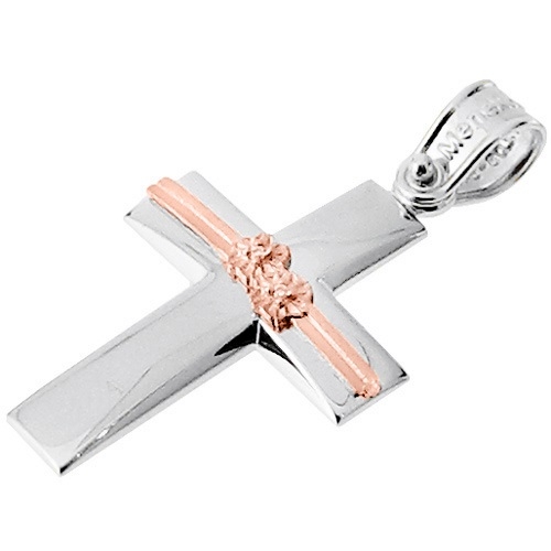 Λευκόχρυσος σταυρός Κ14 με αλυσίδα