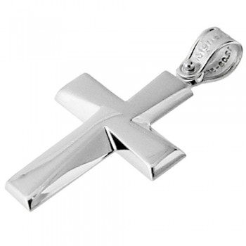 Λευκόχρυσος βαπτιστικός σταυρός Κ14 με αλυσίδα