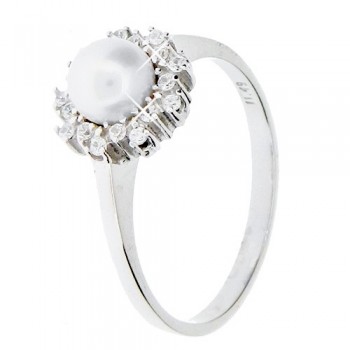 Λευκόχρυσο δαχτυλίδι Κ14 με μαργαριτάρι