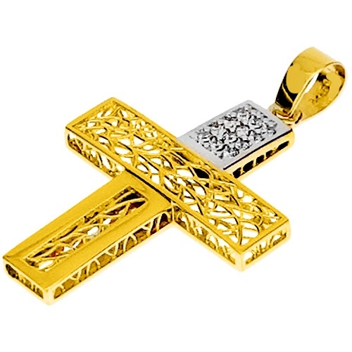 Χρυσός βαπτιστικός σταυρός Κ14 με αλυσίδα