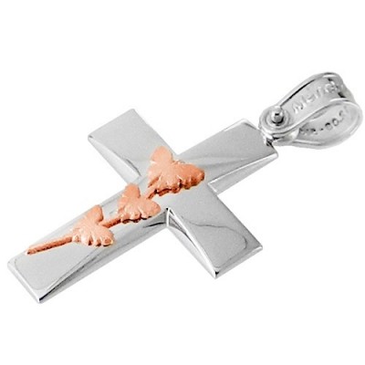 Λευκόχρυσος σταυρός Κ14 με αλυσίδα