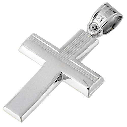 Λευκόχρυσος σταυρός Κ14 με αλυσίδα