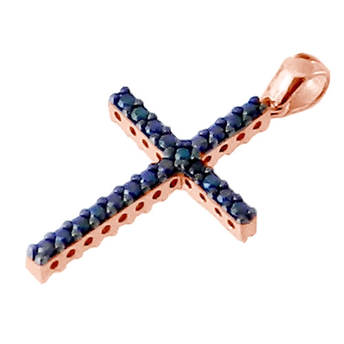 Σταυρός από ροζ χρυσό Κ14 με αλυσίδα