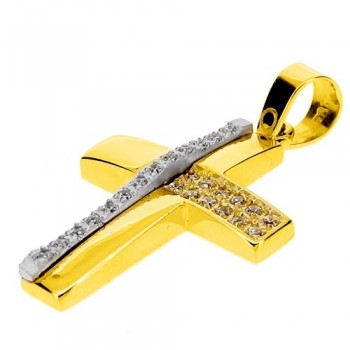 Χρυσός σταυρός Κ14 με αλυσίδα